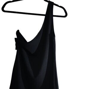 Women’s INC International Concept XL Deep Black Ribbed One Shoulder Top